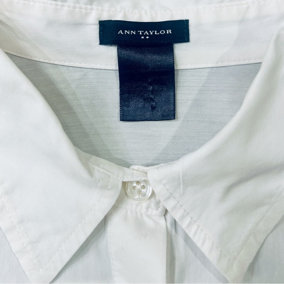 Ann Taylor Cotton Crisp White Long Sleeve Collared Button Down Top Size Large - Picture 3 of 8